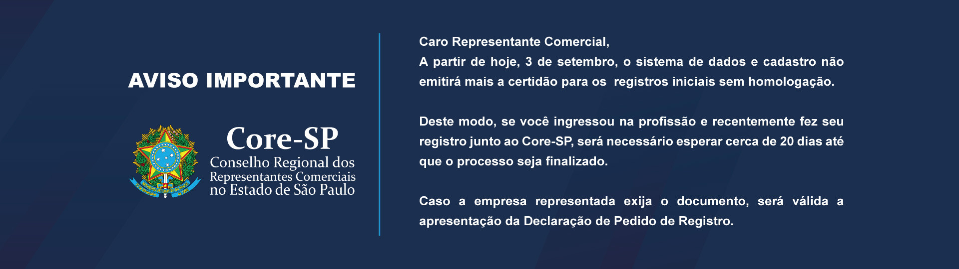 Core-SP | Conselho Regional dos Representantes Comercias do Estado de São Paulo