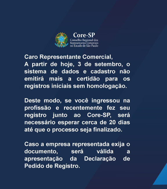 Core-SP | Conselho Regional dos Representantes Comercias do Estado de São Paulo