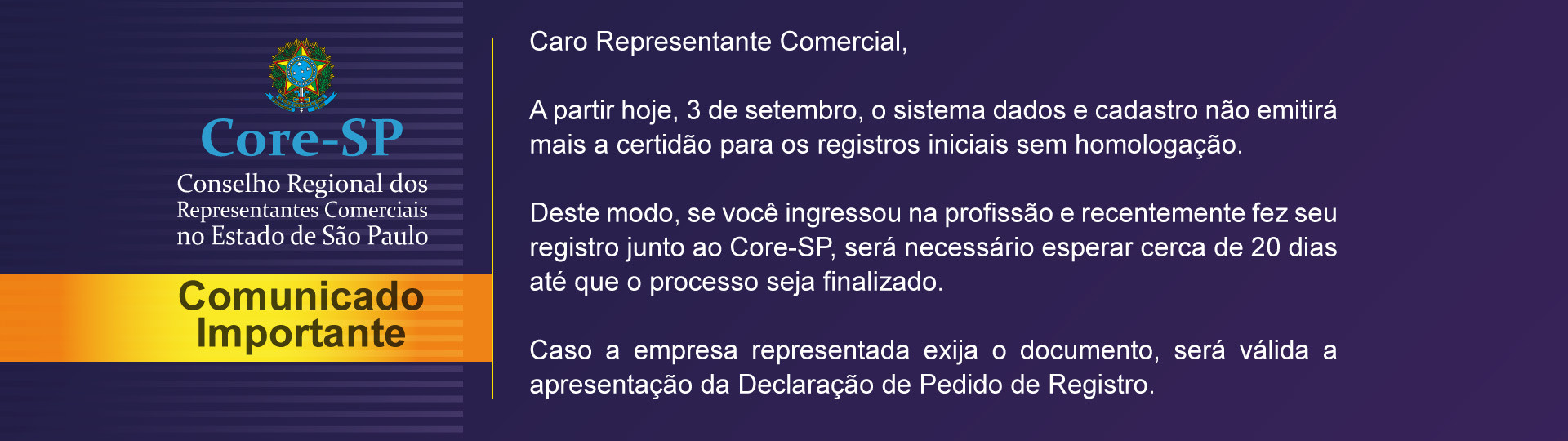 Core-SP | Conselho Regional dos Representantes Comercias do Estado de São Paulo